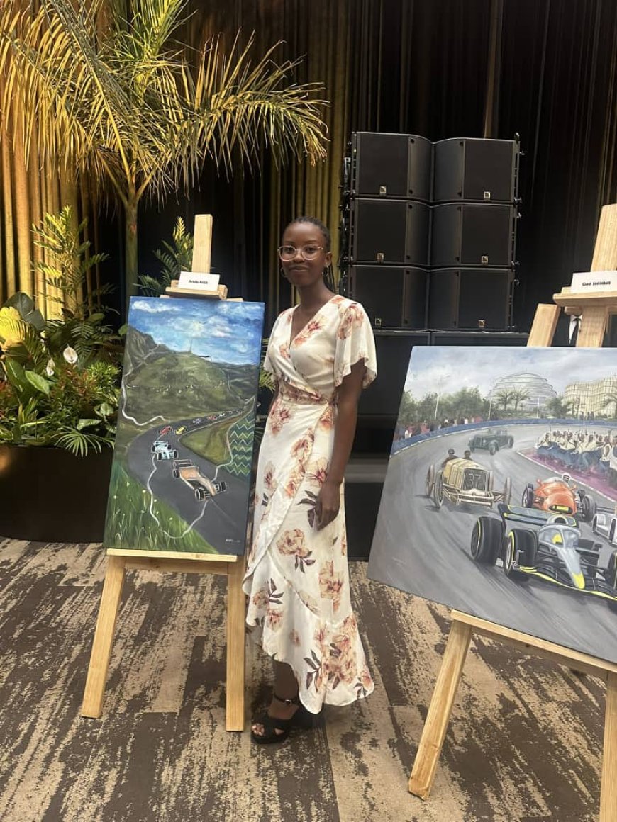 Minisitiri yabashimiye! Abana b’i Rwanda bahanze ibihangano bigaragaza amateka y’umukino wo gusiganwa mu modoka- Amafoto